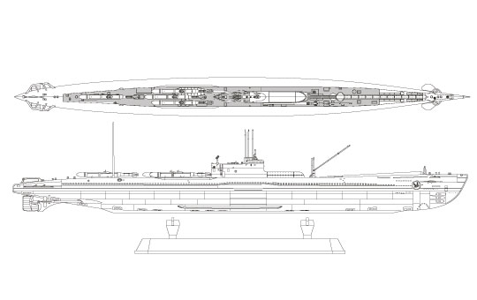 アオシマ 1/350 巡洋潜水艦乙型 伊37 回天搭載時